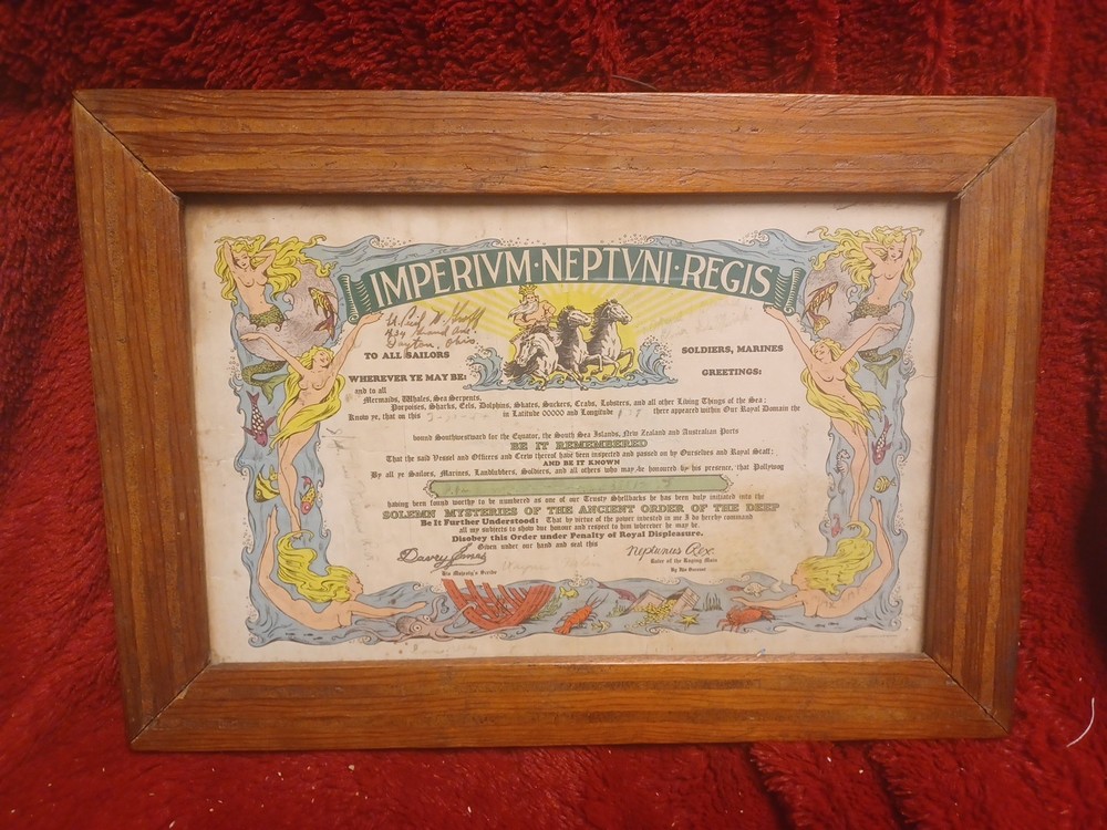 Imperium Neptvni Regis Certificate 1944 Framed