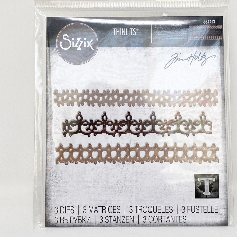 Sizzix Thinlits Tim Holtz Crochet 2 Winter Pattern Cutting Dies 664413 NEW