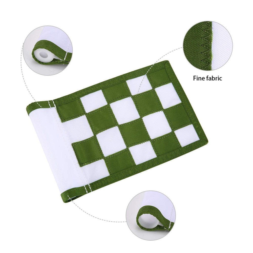 Nylon Golf Putting Green Flags - Solid & Checkered, White-Green