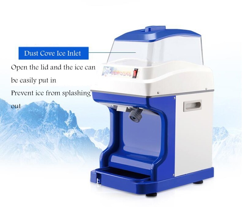110V Electric Ice Shaver Crusher Fully Automatic Ice Thickness Adjustable