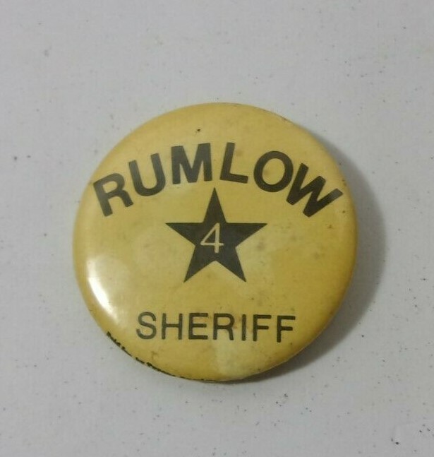 Vintage Button Campaign Pinback Rumlow for Sheriff Wi