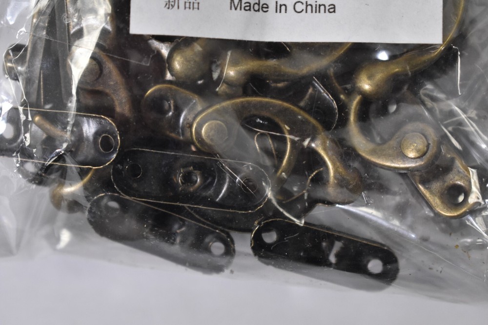 40 Piece Small Box Hinges & 20 Sets Antique Right Latch Hook Hasps Bronze Tone