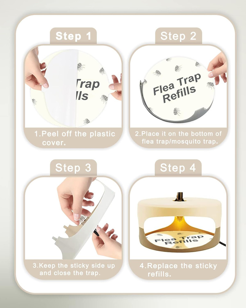 20 Pack Flea Trap Refill Discs Replacement Glue Boards, 7.1" Sticky Pads for Mos