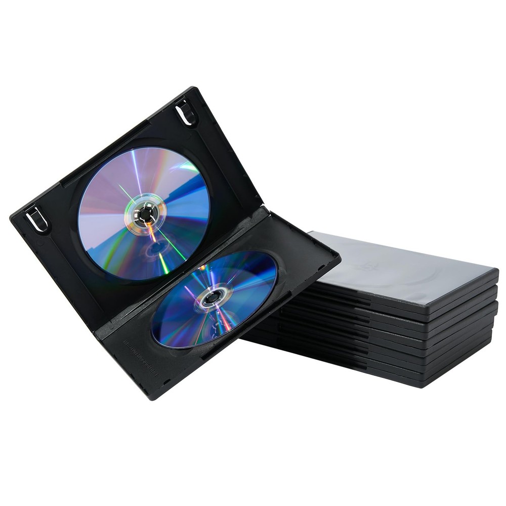 Maxtek 14mm Black Standard Double Capacity DVD Case and Outter Clear
