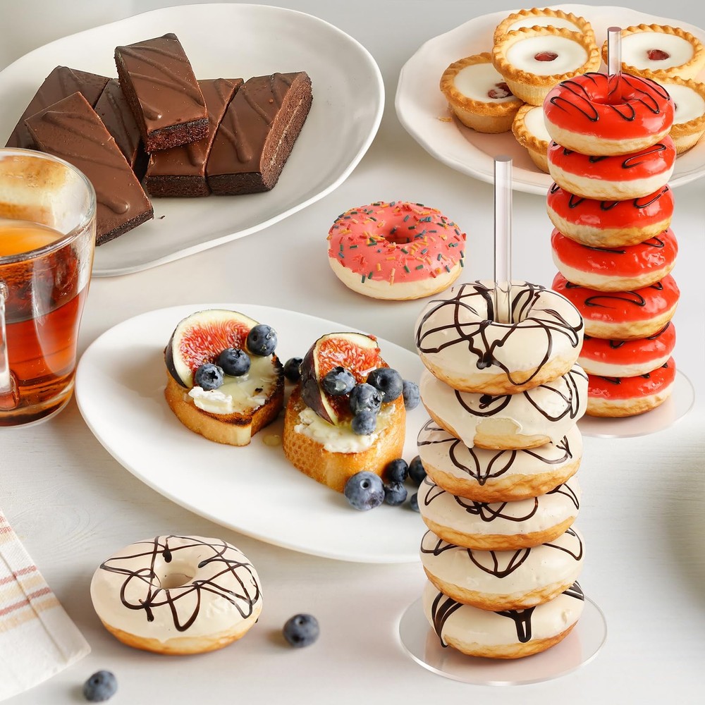 6 Pack Clear Acylic Donut Stand Bagel Holder Doughnut Tower Stand for Wedding