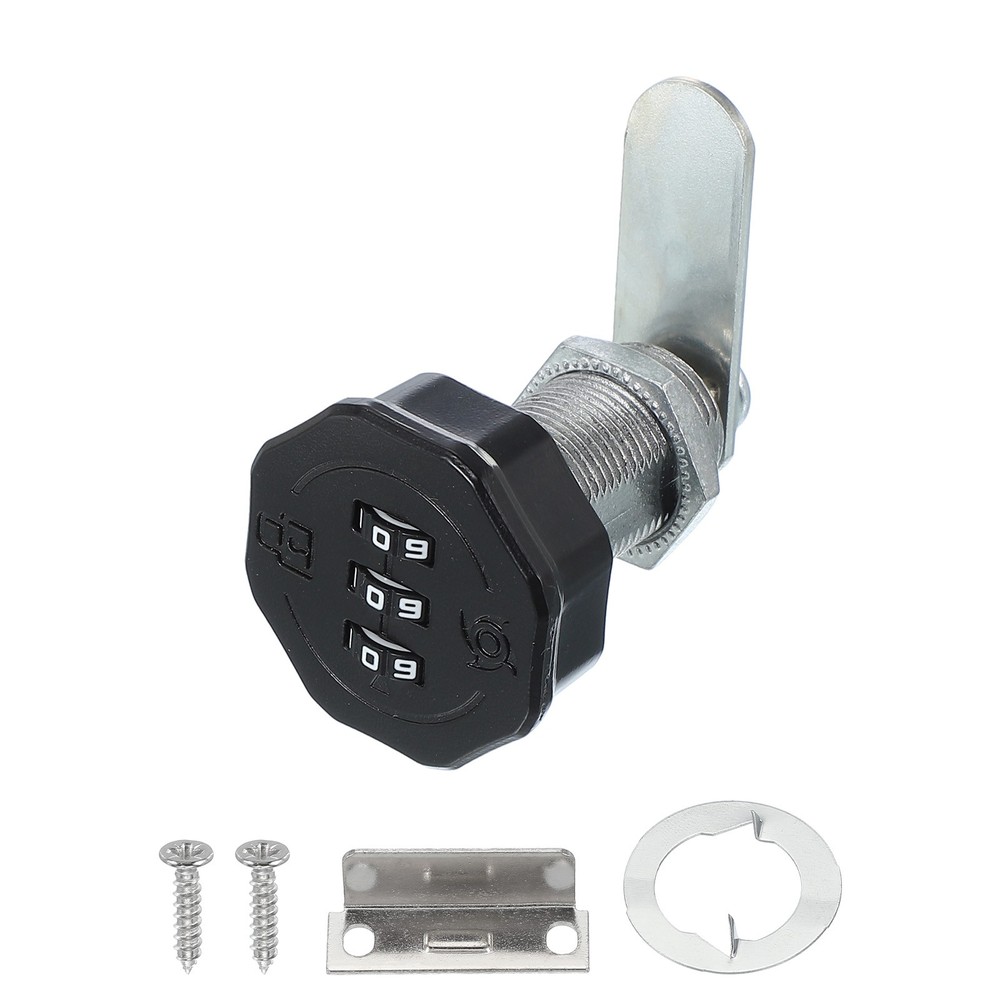 1-3/16" Combination Cabinet Cam Lock Cylinder Password Coded Lock Black