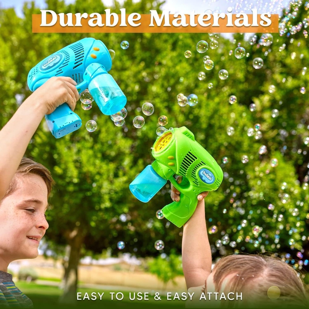 2 Kids Bubble Gun with 2 Bottles Refill Solution, Bubble Machine Gun for Todd...