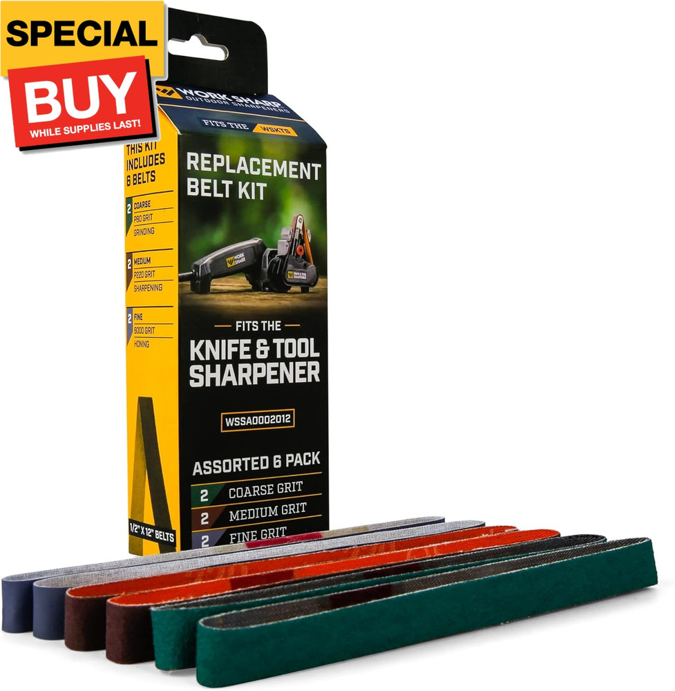 Replacement Abrasive Belt Kit, Assorted Grits (P80, P220, 6000) Official Replace