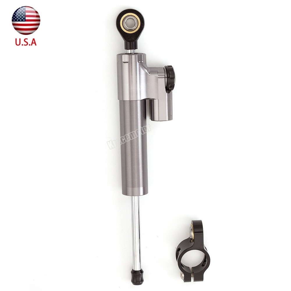CNC Adjustable Steering Damper Stabilizer Motorbike Accessories Universal Gray