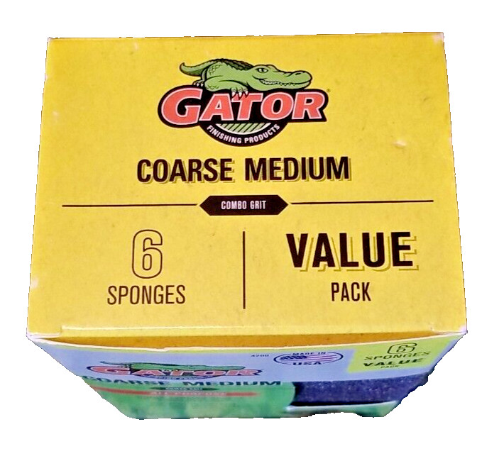 Gator Sanding Sponge. Medium/Coarse, 3 x 4-IN., 6-Pack. -4200