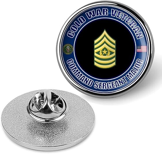 Cold War Veteran Command Sergeant Major Tie Suit Shirt Lapel Pin - Silver