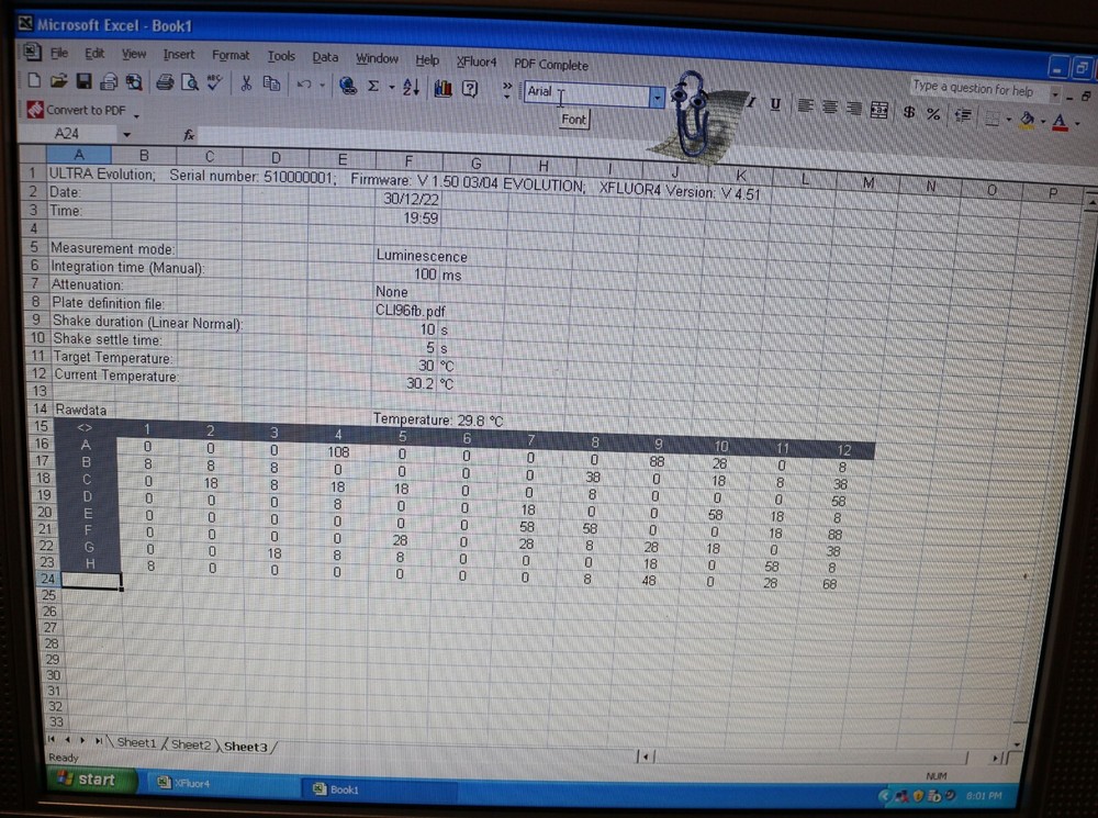 Tecan Ultra Evolution Microplate Reader w/XFluor Software