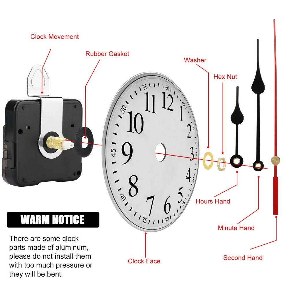 Quartz Wall Clock Movement Mechanism DIY Replacement Hands Repair Tool Kit