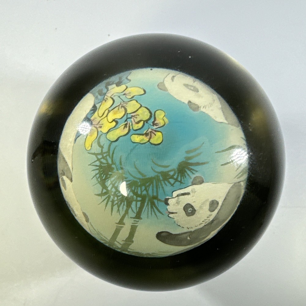 Chinese Hand painted Inside Reverse Art Panda Glass Globe