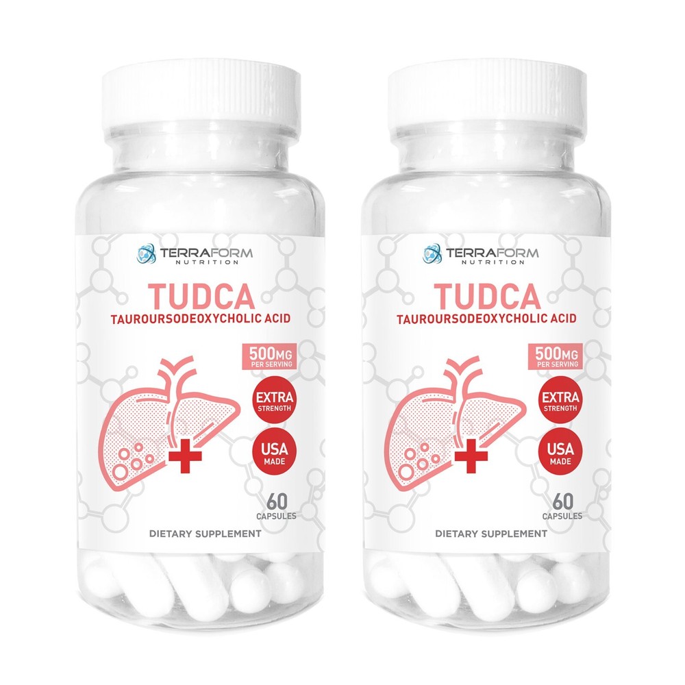 (2 PACK) Pure TUDCA Supplement (Tauroursodeoxycholic Acid) - 500mg Per Serving