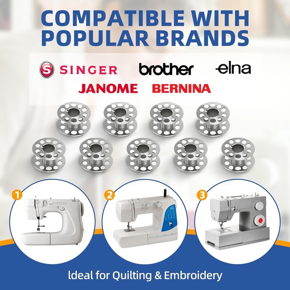 29 Pcs Metal Bobbins for Sewing Machine – Class 15 Size, Compatible with Sing...