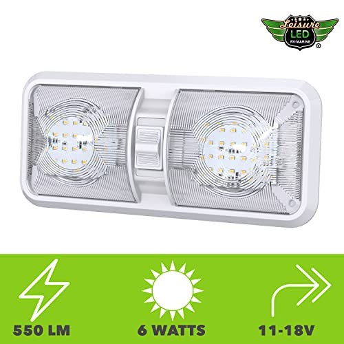 4 Pack RV LED Ceiling Double Dome Light Fixture with ON/OFF Switch Interior