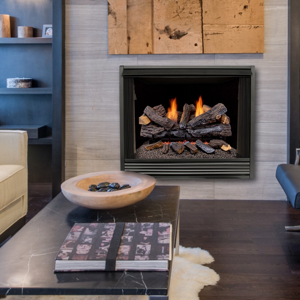 Duluth Forge Ventless Gas Fireplace Log Set, 30In. 33K BTU, T-Stat Control