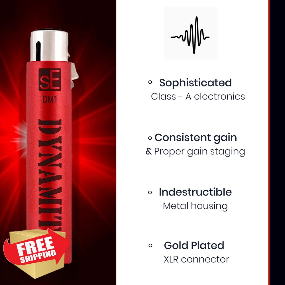 sE Electronics DM1 Dynamite Active In-line Microphone Preamp with 28dB Gain B...