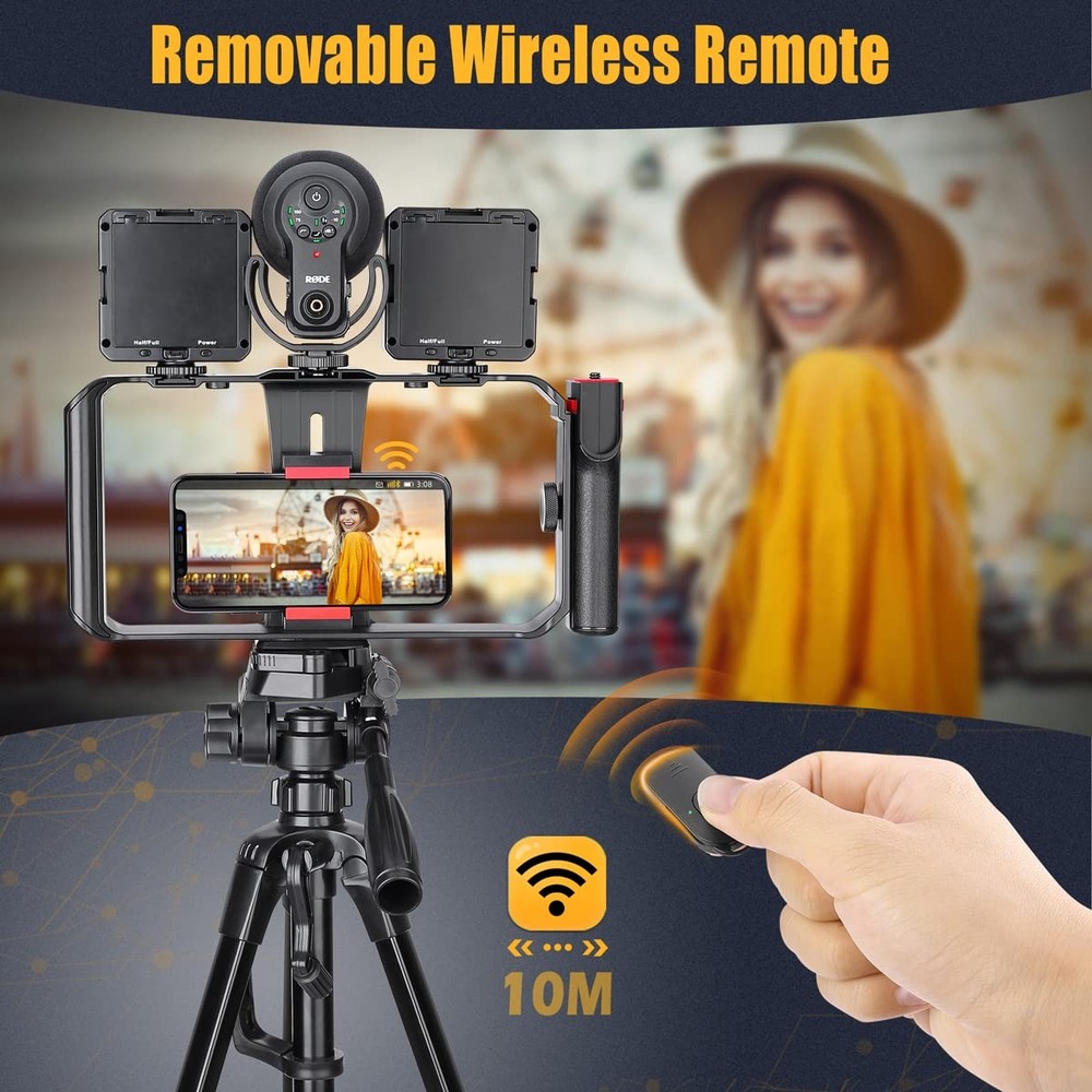 Smartphone Stabilizer Grip with Wireless Remote Shutter | Video Rig Tripod Mount