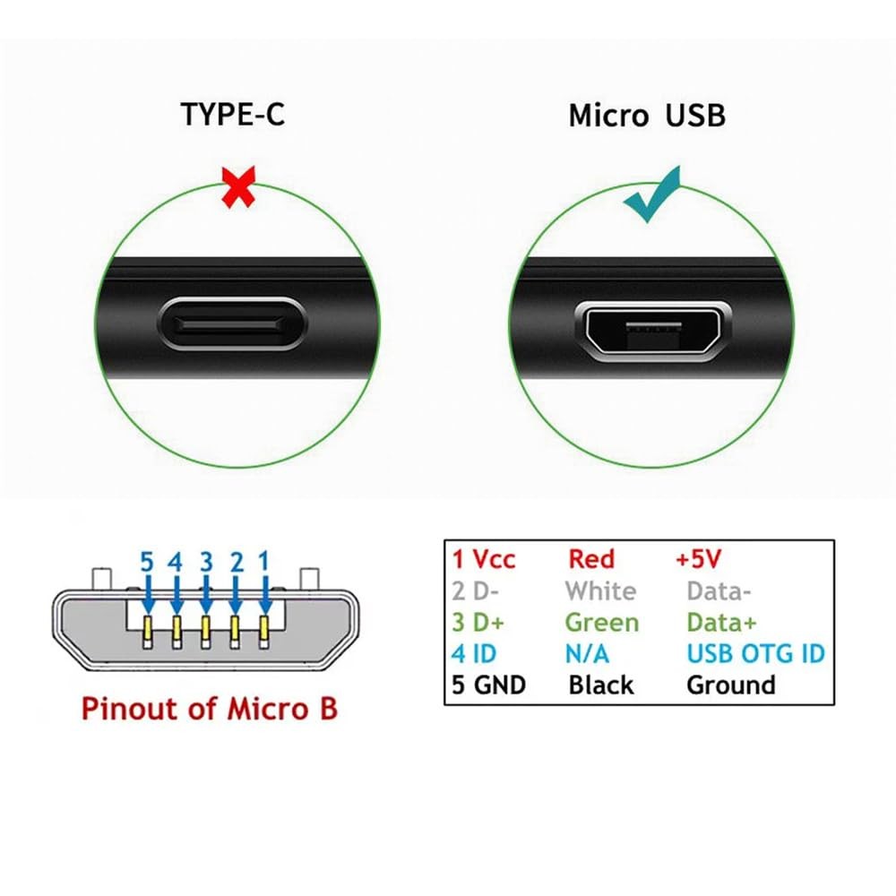 UP & Down Angled 90 Degree Micro USB 2.0 Type 5Pin to USB 2.0 Type-A Data Charge