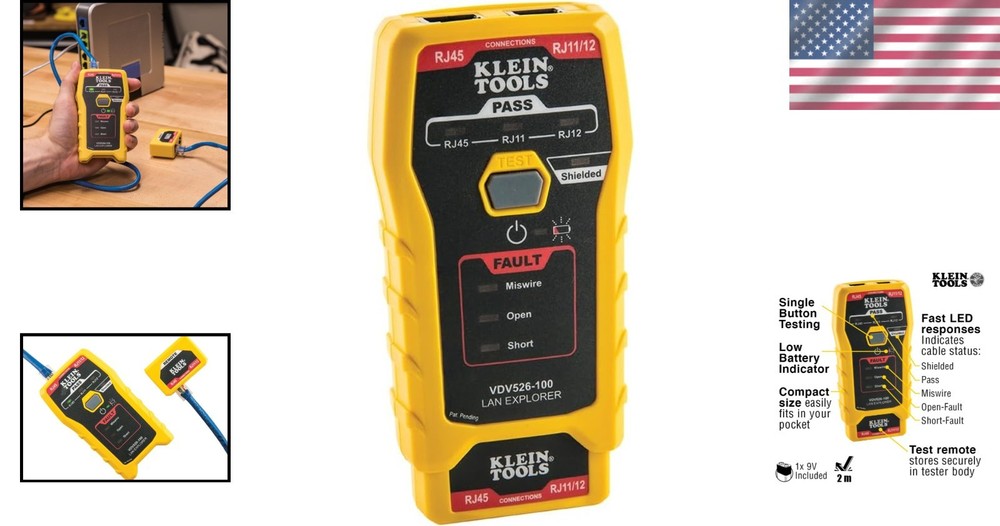 Versatile Network Cable Tester with Auto Power-Off and Secure Remote Storage