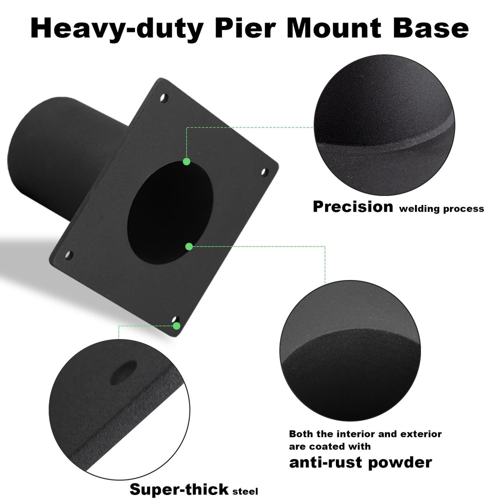 Heavy Duty Pier Mount Adapter for 3 Surface Mount Post, Mounting Hardware