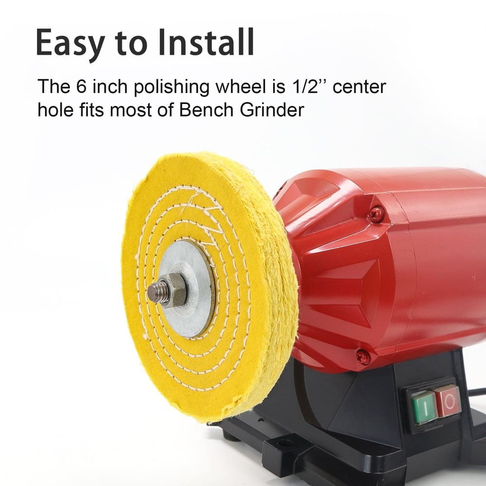 Versatile 6in Cotton Buffing Wheels - Soft to Rough Grit for Professional Use