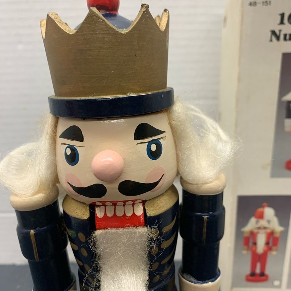 Wood Nutcracker Blue Solider Figure Christmas