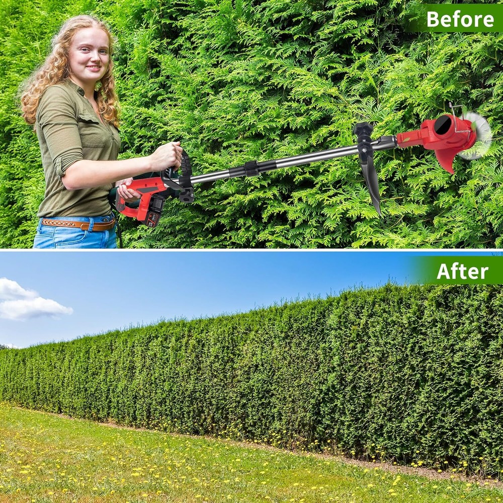 Electric Cordless Grass String Trimmer Lawn Edger Weed Wacker Cutter + 2 Battery