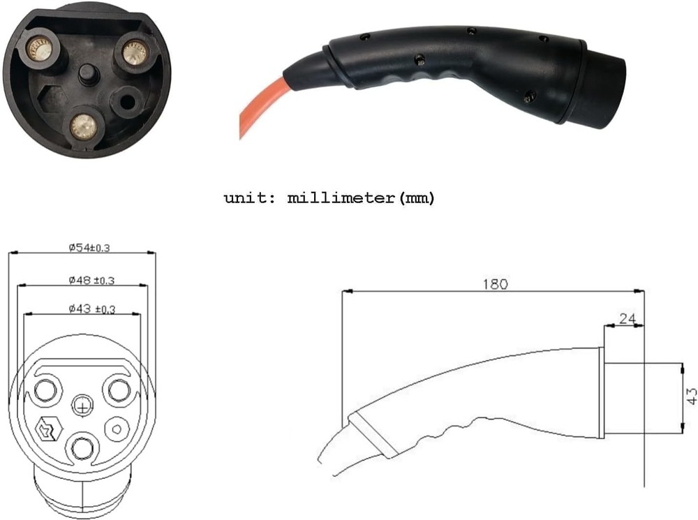 120V Heavy-Duty Orange Charging Cable for Evolution Golf Carts – 16A Safe Power
