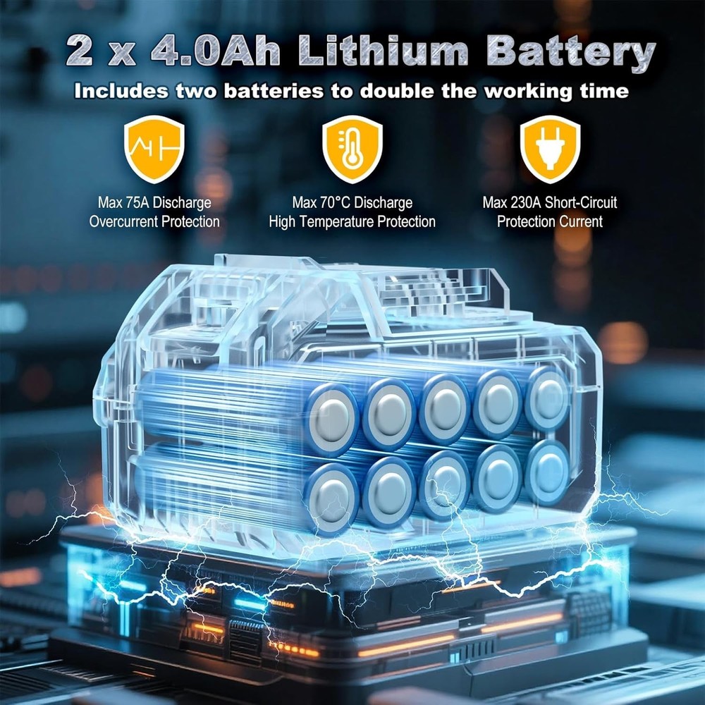Powerful Brushless Cordless Impact Driver - 2 Batteries & 14 Socket Set