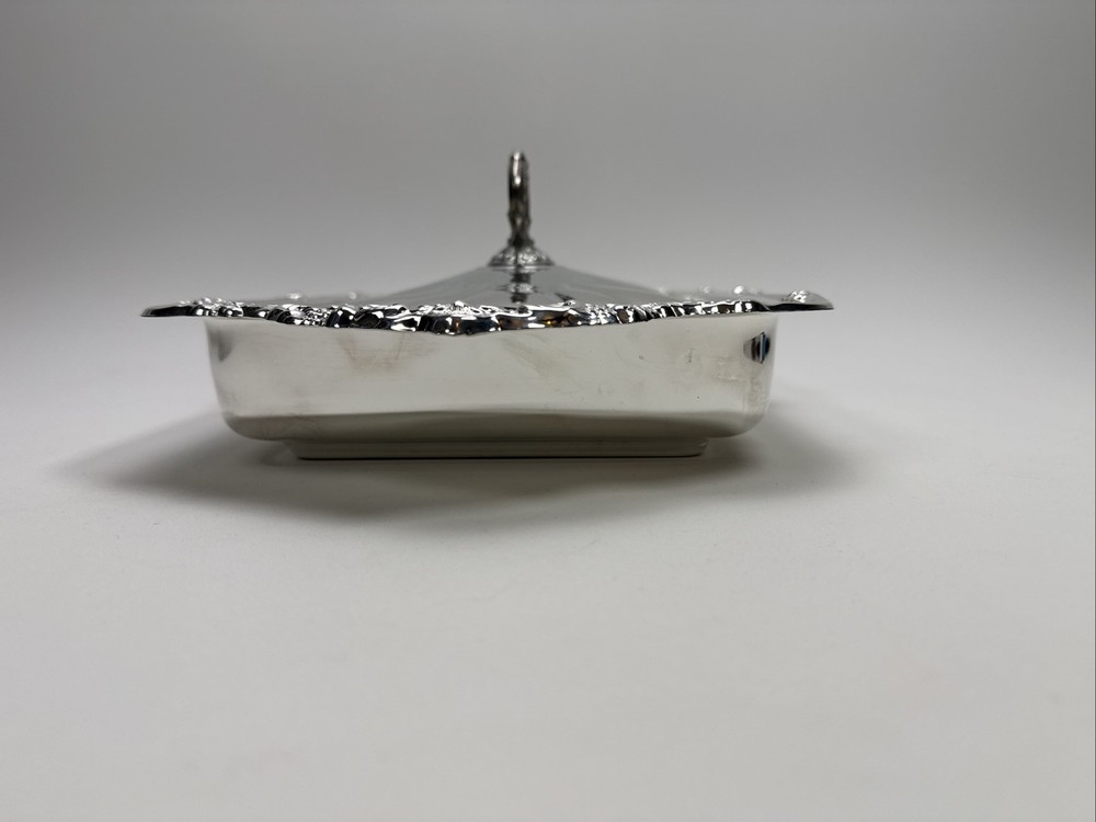 Silver Played Rectangular Chafing Serving Dish with Glass Dish & Lid 17" X 10"