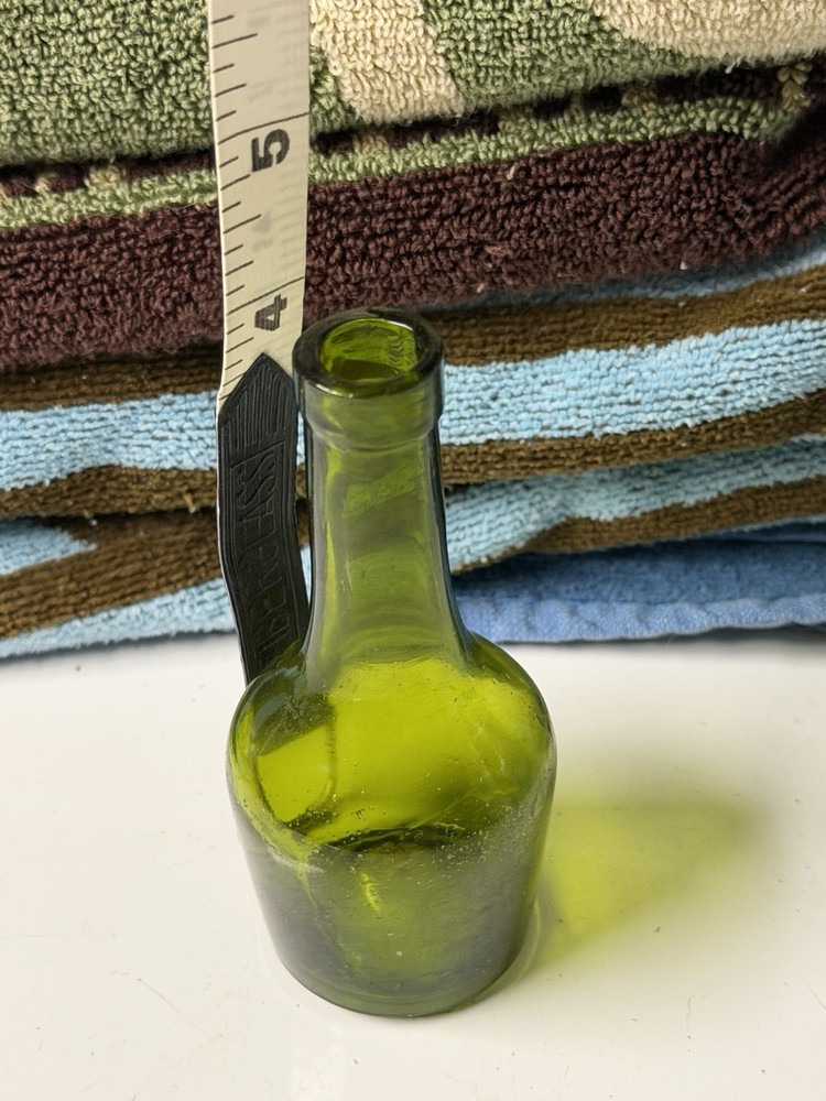 Vintage Small Green Glass Bottle