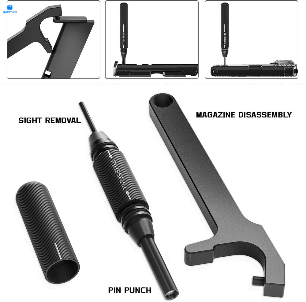 2-in-1 Tool Kit for Glock, Front Sight Remove Magazine Disassembly Black