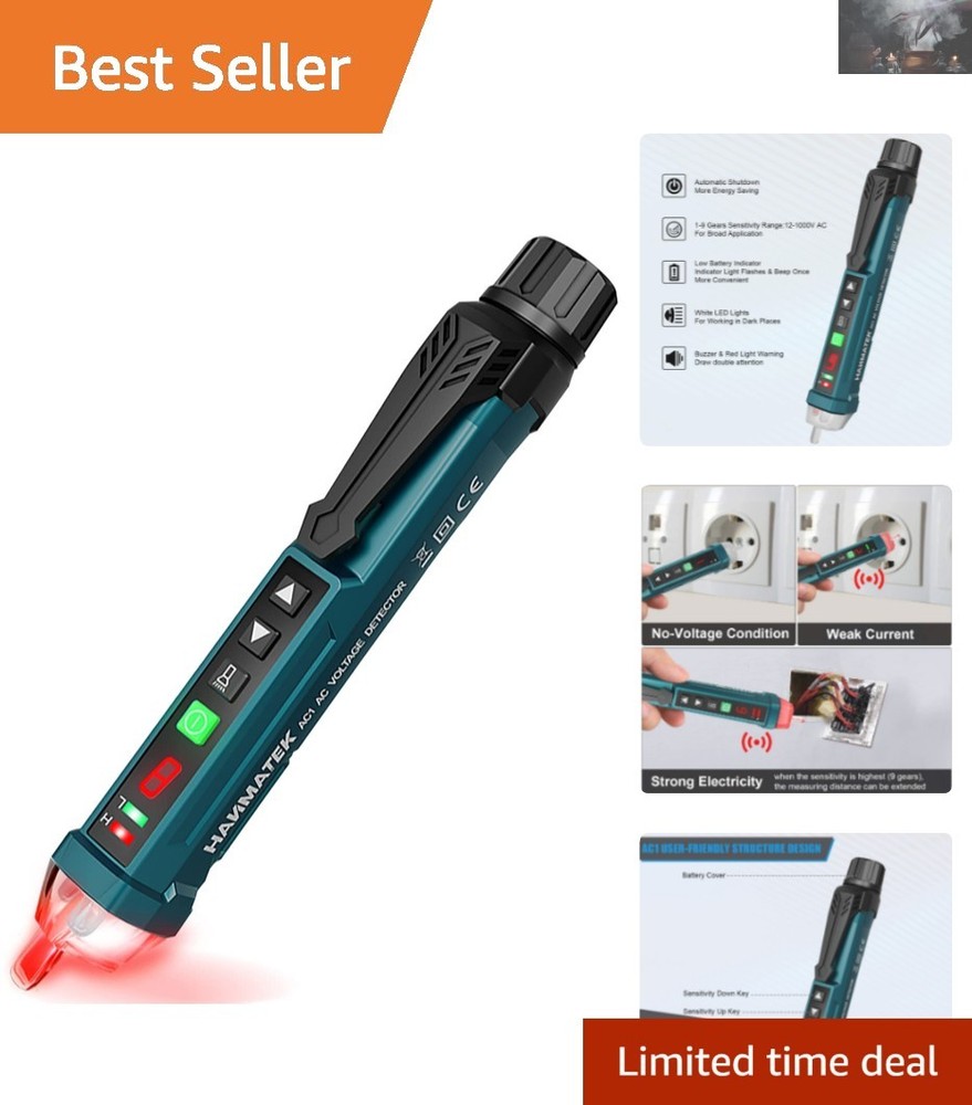 Versatile Non-Contact AC Circuit Tester with Adjustable Sensitivity & LED Light