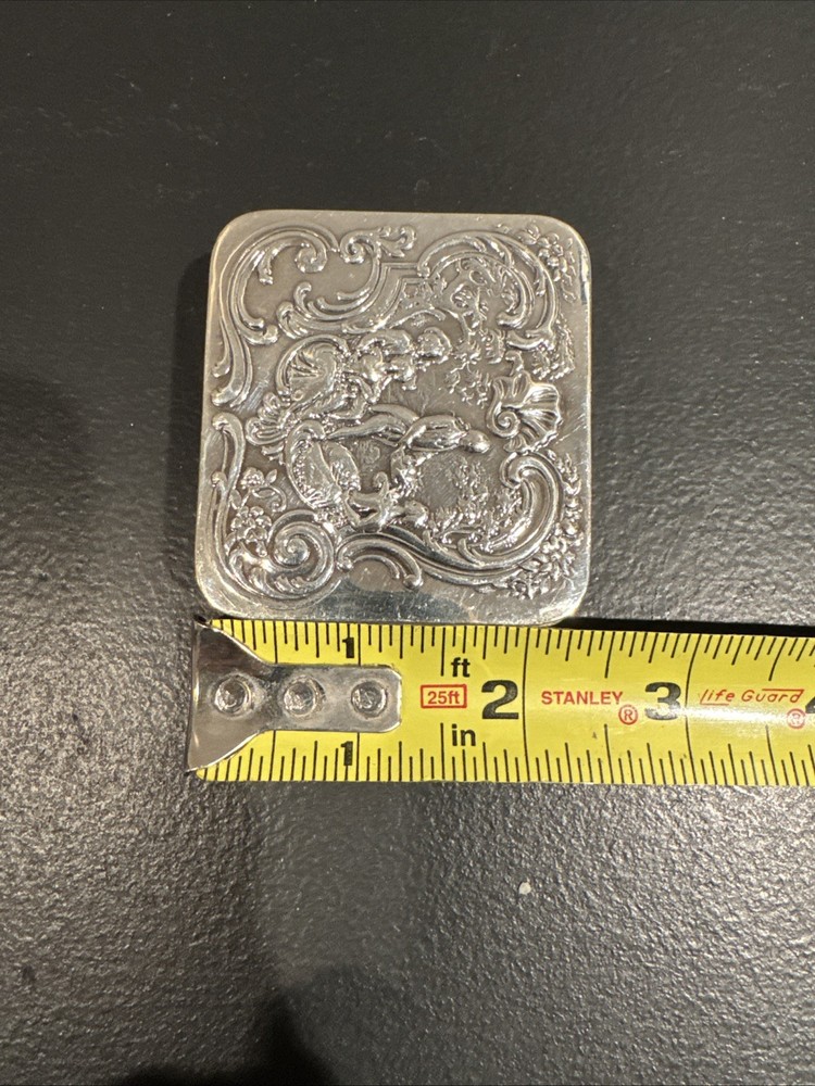 Lovely Antique Sterling Silver Repousse Box With Hinged Lid