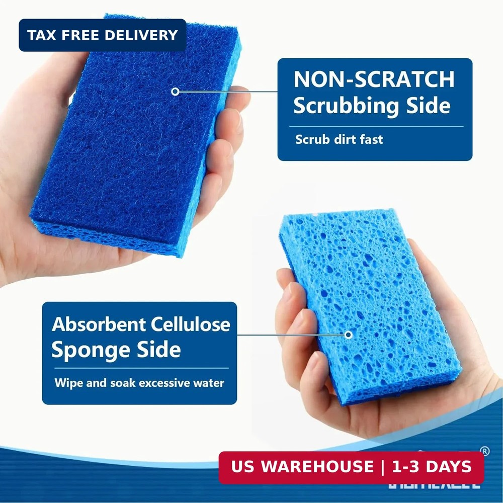Sponges Kitchen 24pcs, Non-Scratch Scrub Dish Sponge Safe on Non-Stick Cookware
