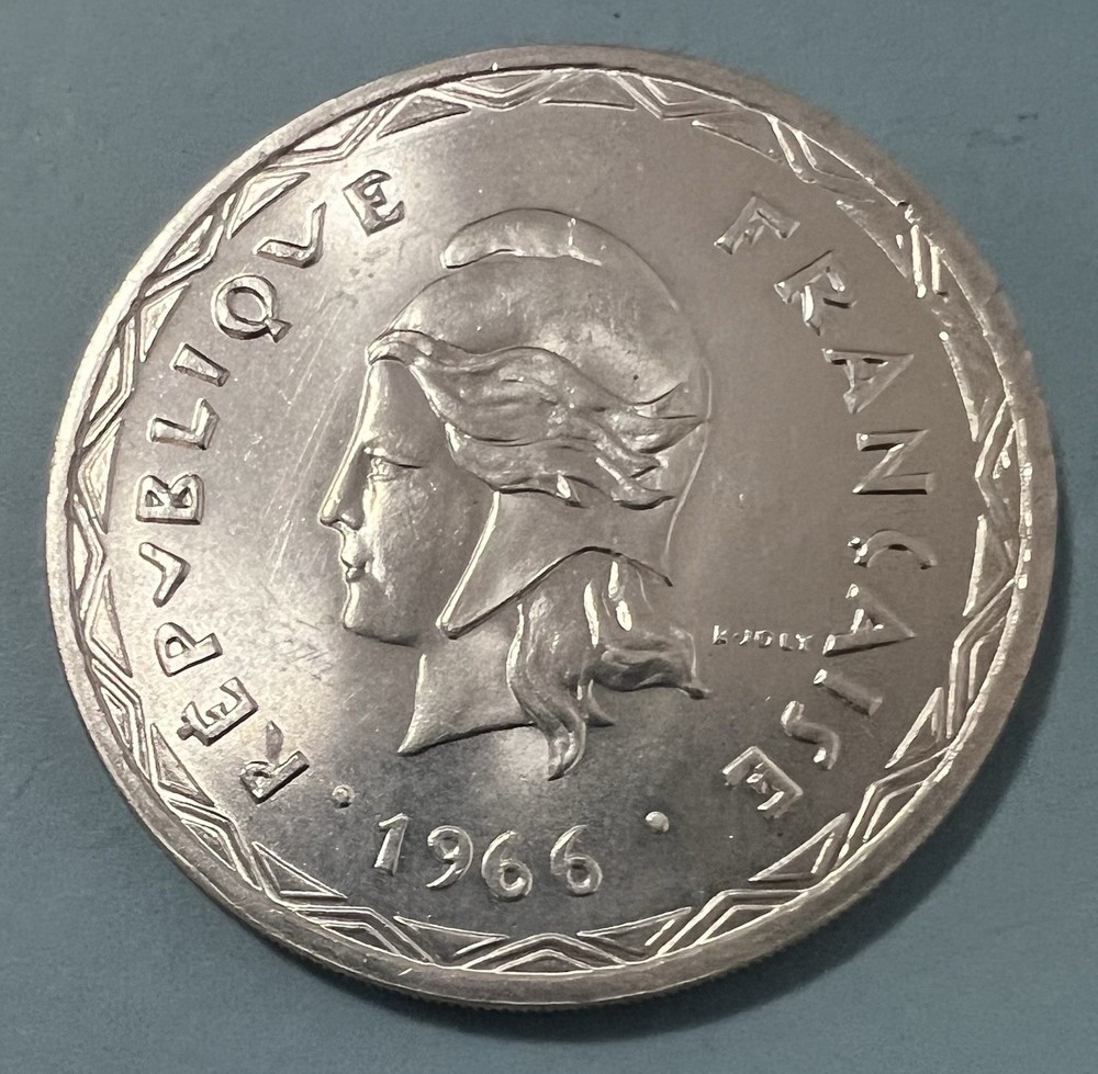 New Hebrides 1966 Silver 100 Francs Lustrous High Grade