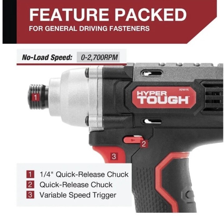New 2 Tools Hyper Tough Cordless Drill - 20V Impact Driver -Combo Kit -Fast Ship