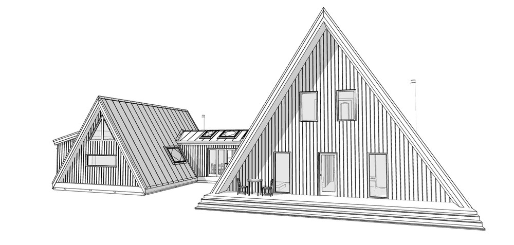 80'x60' Double A-Frame 4 Bed, 3 Bath Architectural Build Plans PDF Download