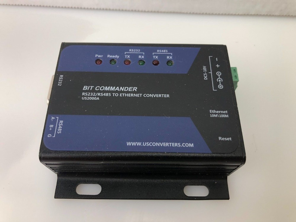 Bit Commander US2000A Serial Ethernet Converter (RS232, RS485), 5-18V DC