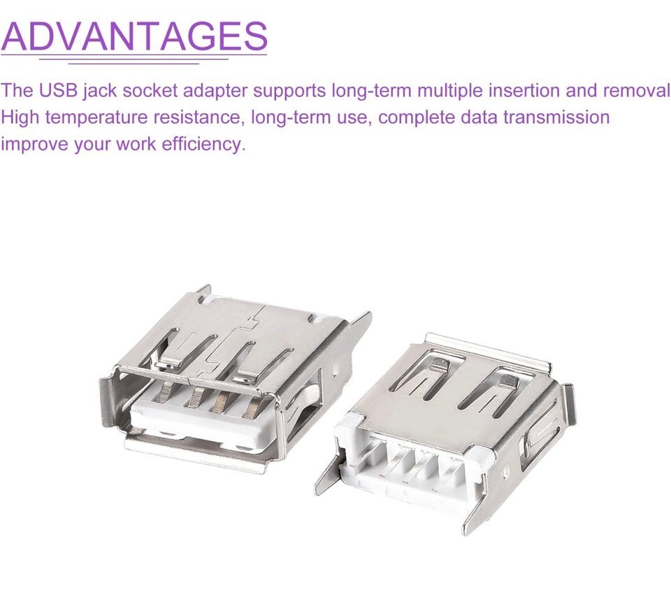 20PCS Micro USB 2.0 Type A Female Socket Connector 4-Pin Jack Sockets Adaptor