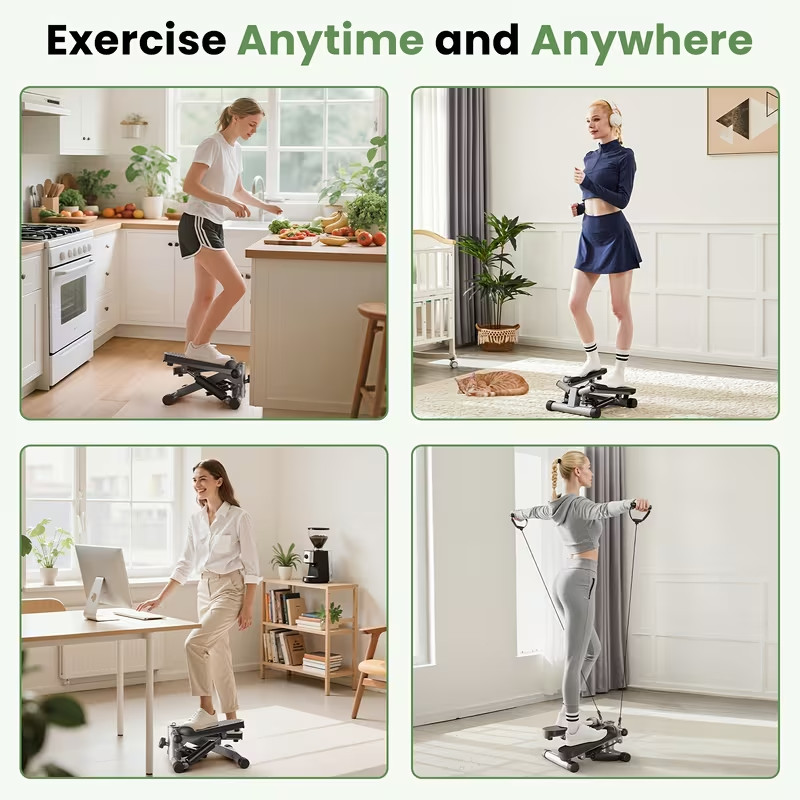 Mini Exercise Stepper With Resistance Bands Compact Stair Stepper For Home Use