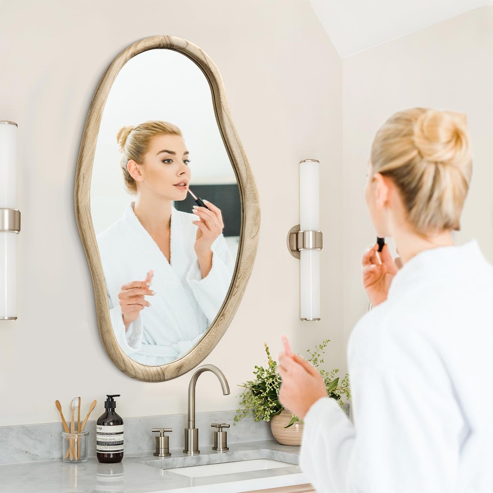 Irregular Mirrors for Wall Asymmetrical Bathroom Mirror 30"x18" Wall Mounted ...