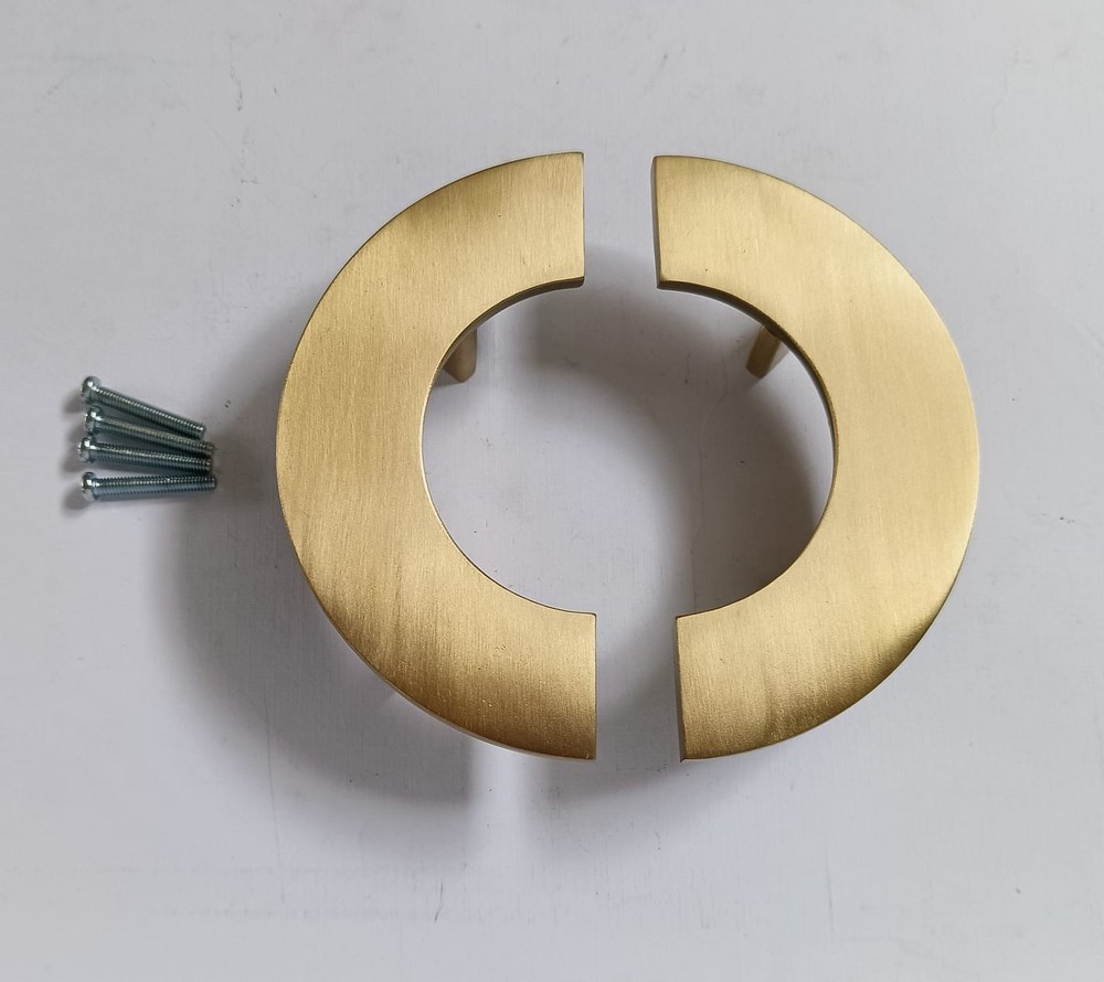 2x Solid Brass D Pull Handles 6" (15cm) Half Circle Vintage Kitchen Cabinet Draw