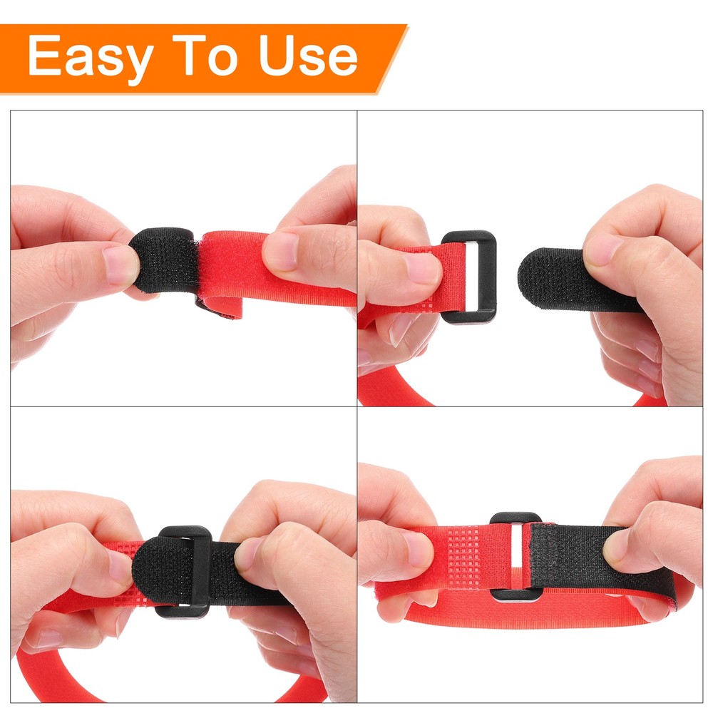 10 Pcs Battery Tie Down Straps, 0.8" x 8" Black/Blue Nylon Hook Loop Strap