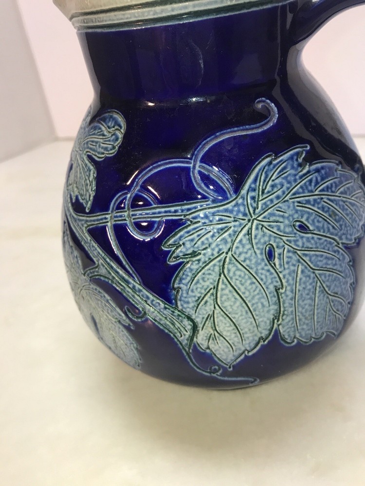 Gres d’ Alsage Blue Clay Pitcher Jug France 6.25”