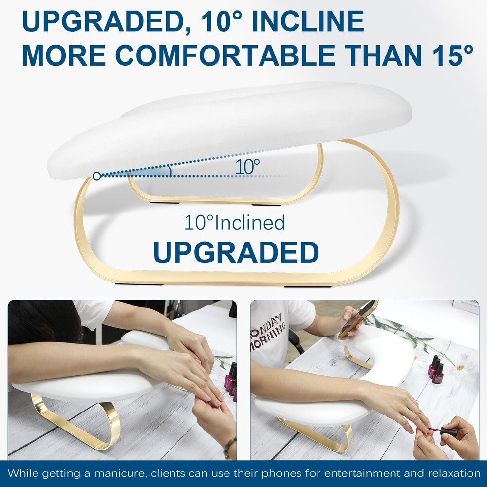 Arm Rest for Nails Tech, U-Shaped Manicure Nail Stand, White