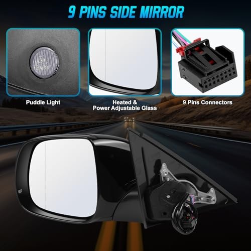 9 Pins Side Mirror Assembly Compatible with Audi Q5 2009 2010 Left Driver Side